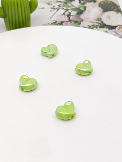 Plating Irregular Heart Acrylic Beads 17x20mm Colorful Mixed 100pcs 12