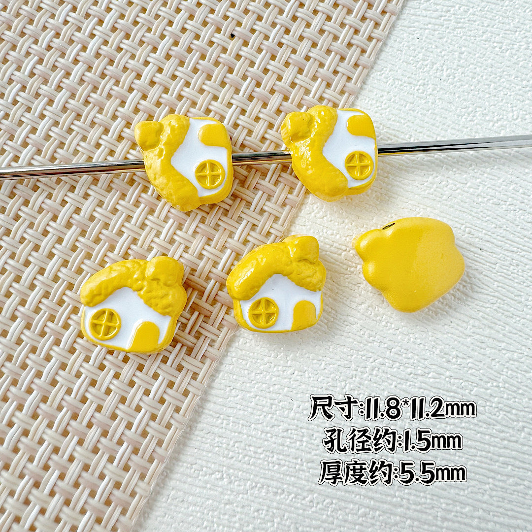 Baking Painted House and Camera Metal Beads 11mm 15mm Pastel Colors 20pcs 11