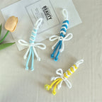 Dual Color Rope Braided Bow Crochet Keychain Polyester 4pcs 75mm 3