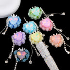 Tassel Rose Heart Clay Beads 25mm Colorful Polymer 2pcs