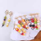 Cartoon Fruit Silicone Bead Keychain Fun Vibrant Colors