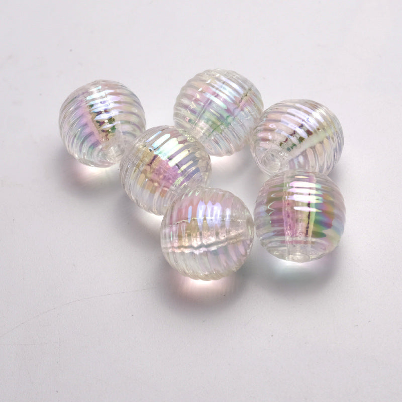 Transparent Plating Round Acrylic Beads 16mm Screw Thread 50pcs 7