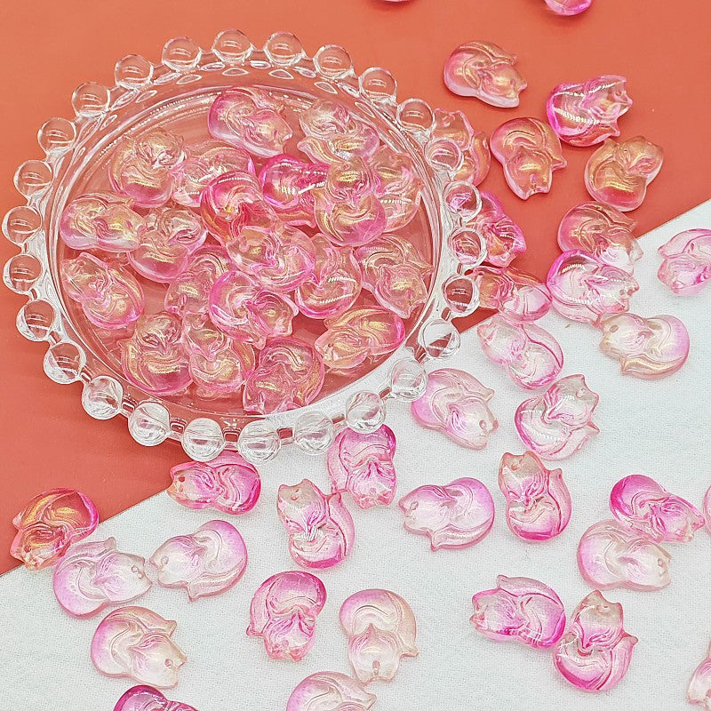 Czech Glass Beads Fox 18mm Translucent Pastel Colors 25pcs 9