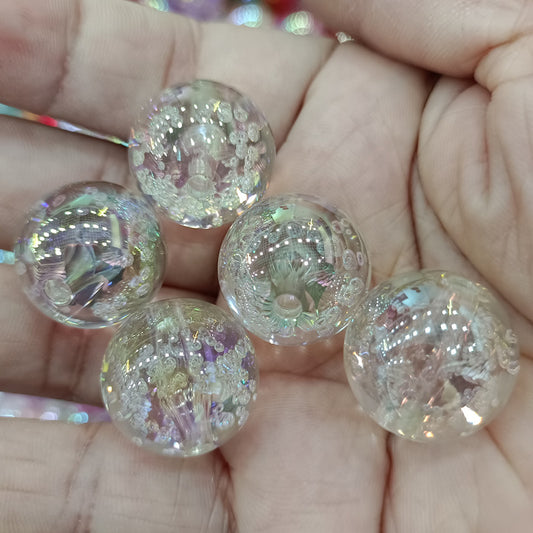 Plated Bubblegum Beads 20mm Tiny Bubble Acrylic Translucent 50pcs 2