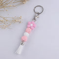 Flower Silicone Bead Keychain Colorful Floral Tassel Charm 6