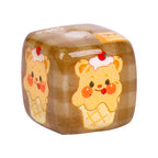 Vintage Plaid Butterbear Printed Acrylic Square Beads 14mm 10pcs 4