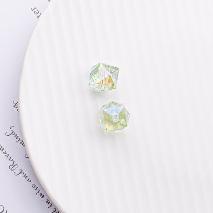 Translucent Angular Faceted Square Acrylic Beads 14mm Pastel Rainbow 100pcs 4