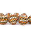 Rhinestone Bubblegum Beads 16-22mm Coffee Orange Striped Resin 5pcs 3