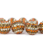 Rhinestone Bubblegum Beads 16-22mm Coffee Orange Striped Resin 5pcs 3