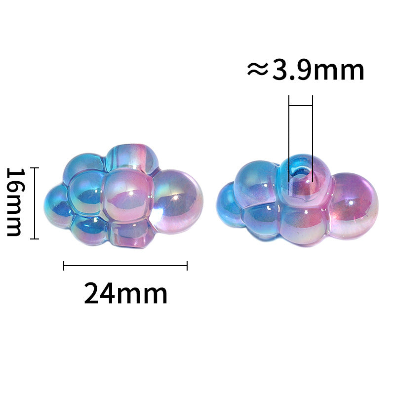 Plating 3D Cloud Acrylic Beads 16x24mm Transparent Iridescent 50pcs 3
