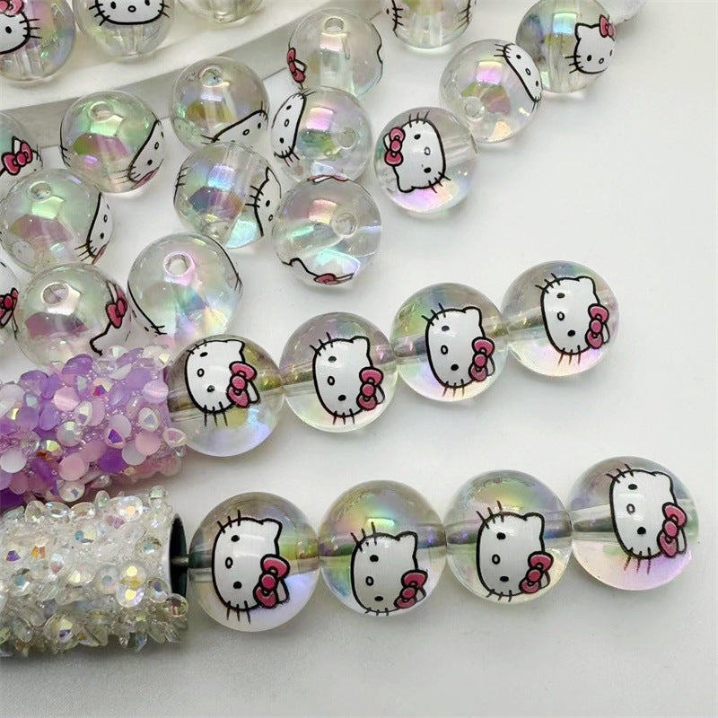 Printed Round Acrylic Beads 16mm Adorable HK Design 50pcs 3