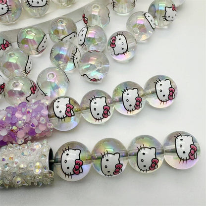Printed Round Acrylic Beads 16mm Adorable HK Design 50pcs 3