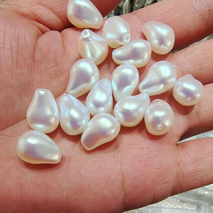 Imitation Pearl Glass Beads Irregular Shape Pastel Reflections 5pcs 6