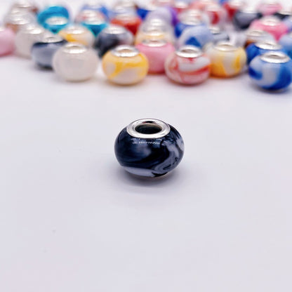 Acrylic Round Spacer Beads 14mm Ink Imitation Ceramic Large Hole 50pcs 14