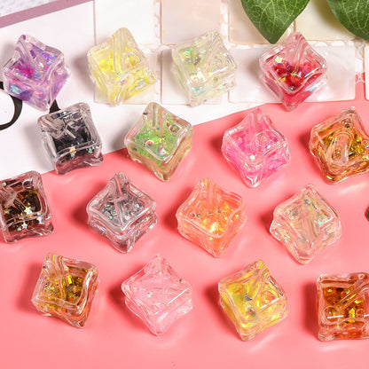 Transparent Square Acrylic Beads 17mm Liquid Sand Glitter 25pcs 6