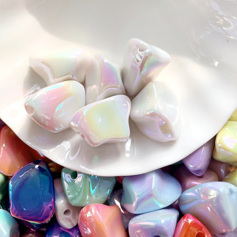 Plating Irregular Trapezoid Acrylic Beads 24mm Colorful Glossy 50pcs 7