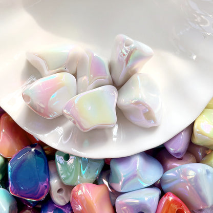 Plating Irregular Trapezoid Acrylic Beads 24mm Colorful Glossy 50pcs 7
