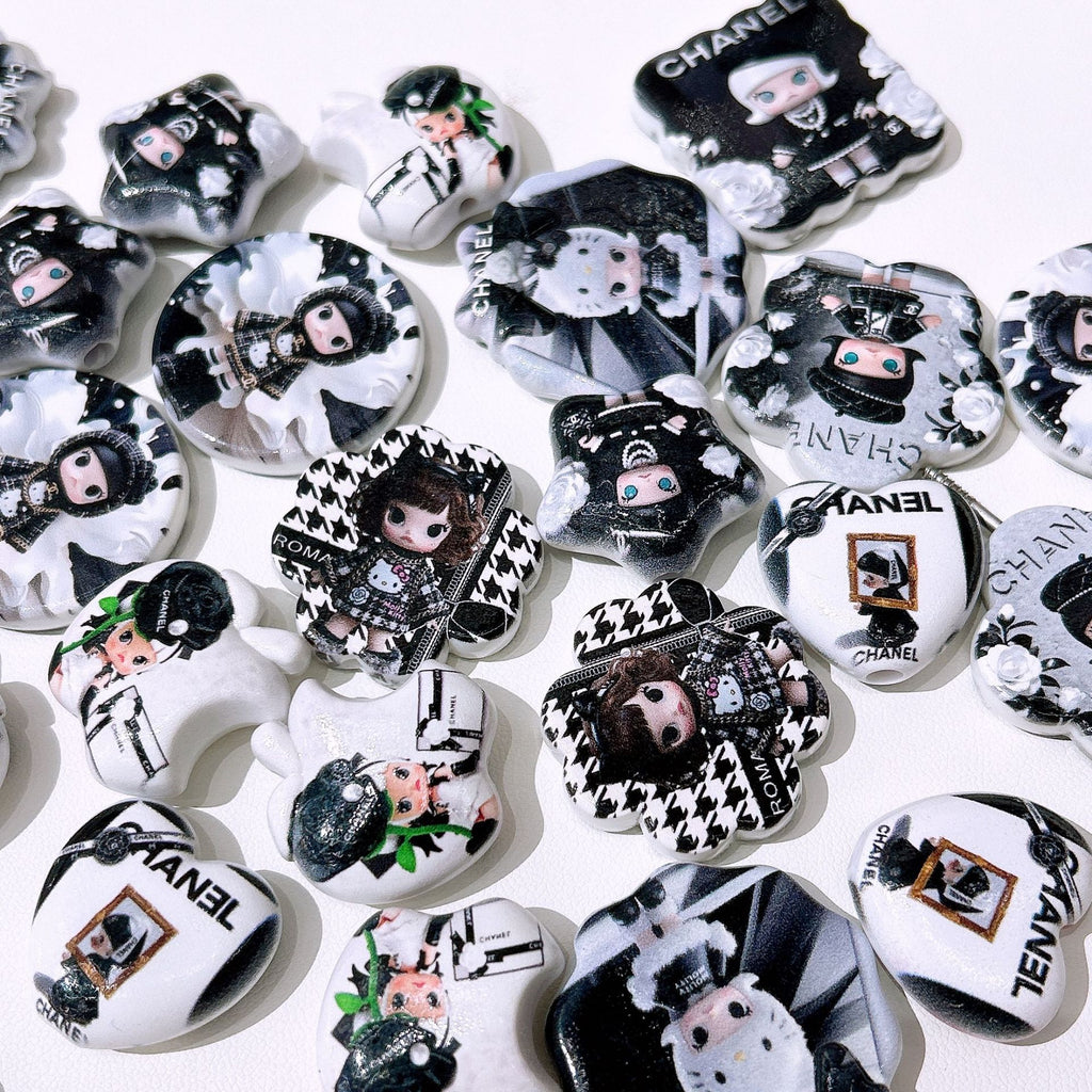 Mixed Shape Acrylic Beads Black Moly 50pcs 5