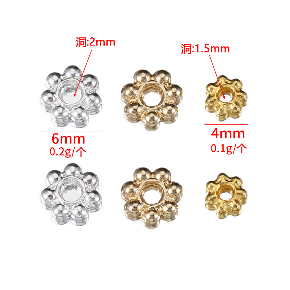 Brass Flower Spacer Beads 4-6mm Tiny Snow Design 50pcs 2