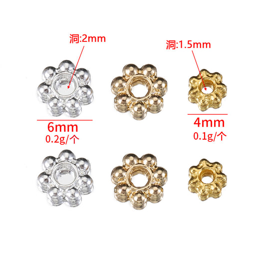Brass Flower Spacer Beads 4-6mm Tiny Snow Design 50pcs 2