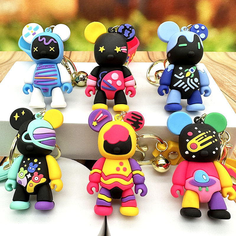 PVC Graffiti Bear Keychain Trendy Street Art Design 3