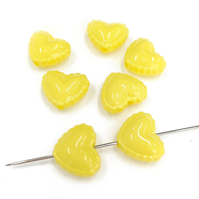 Glossy Painted Lace Heart Acrylic Beads 18mm Colorful Pastel 50pcs 12