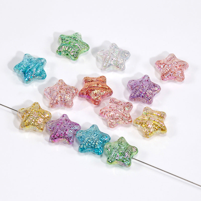 Glitter Wrinkle Star Acrylic Beads 19mm Colorful Mixed 20pcs 2