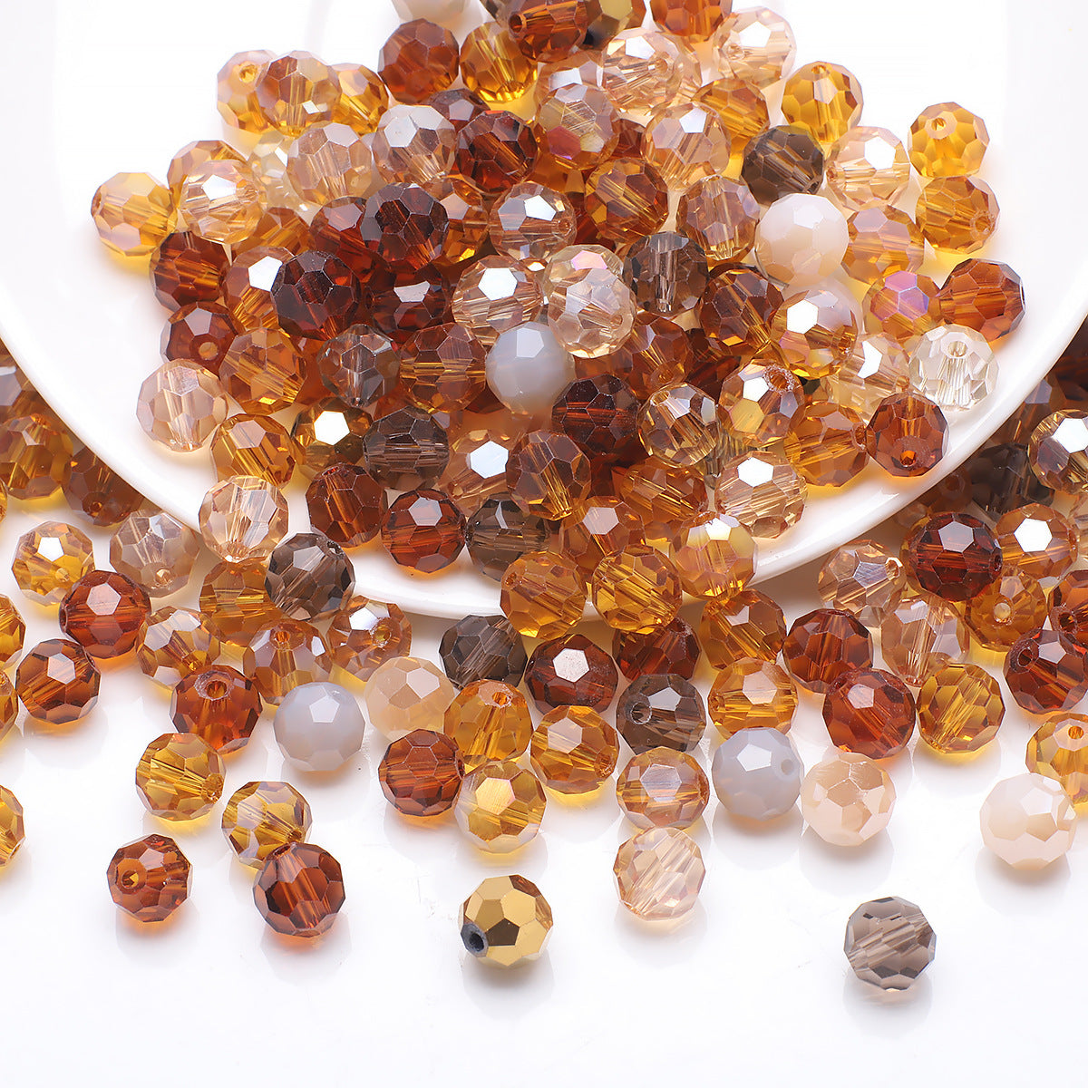 Faceted Football Glass Beads 8mm Electroplated Multicolor 50pcs 9