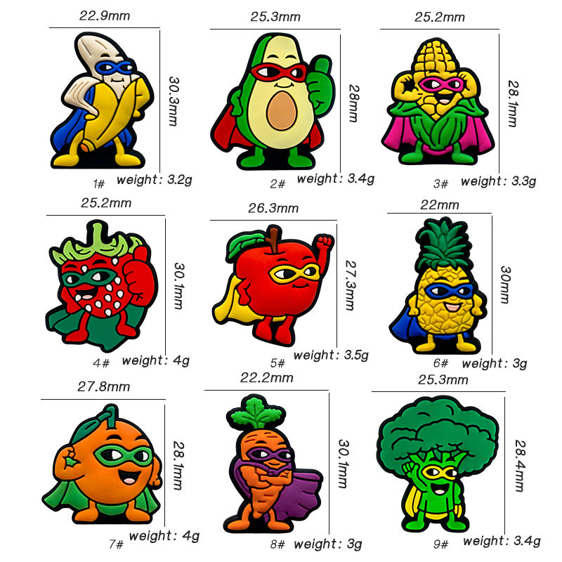 Silicone Focal Beads Fruit Superman Wearing Mask and Cape 20pcs 2