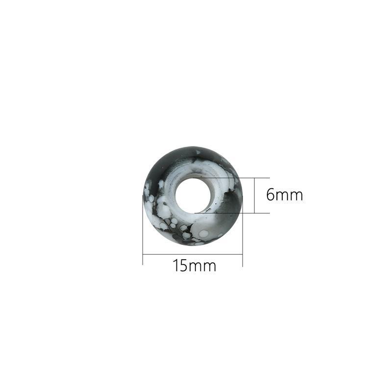 Flat Acrylic Beads 15mm Large Hole Printed Marbled 60pcs 5