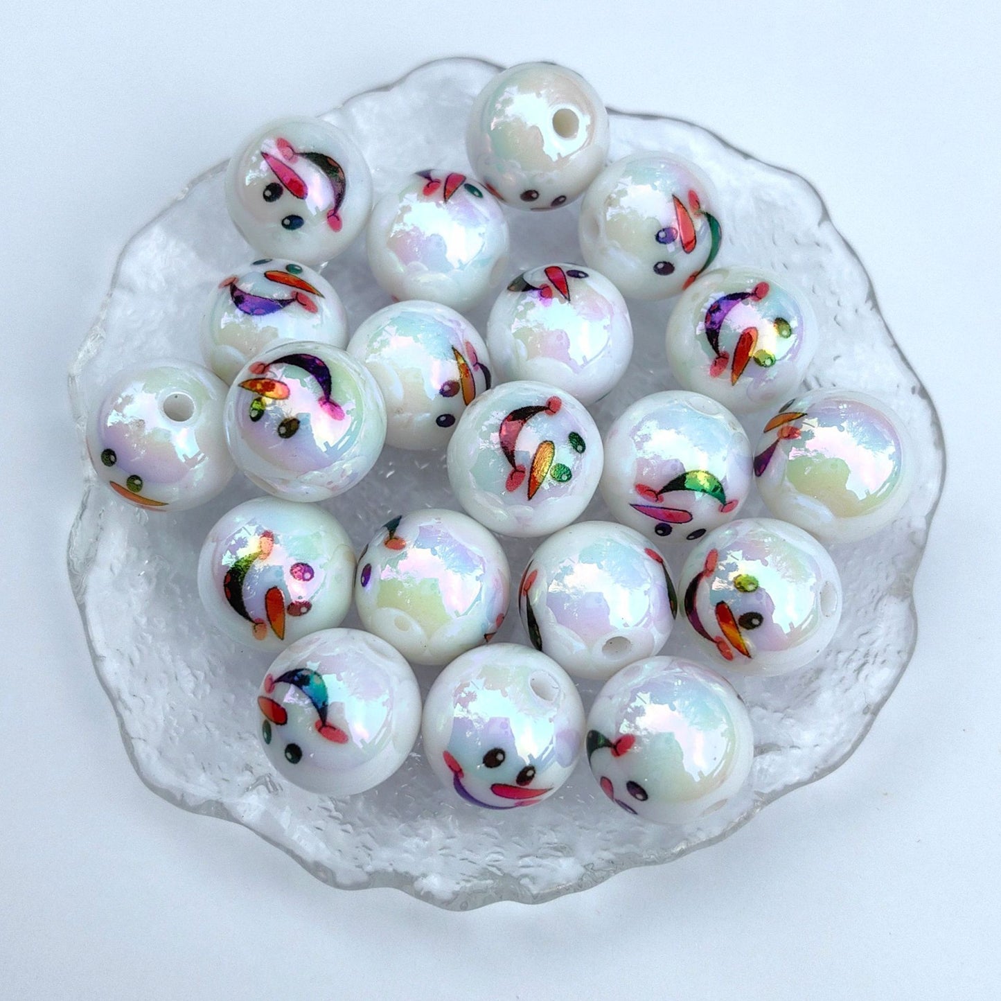 UV Plating Christmas Snowman Acrylic Beads 16mm Colorful 20pcs 10