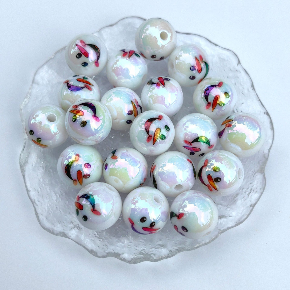UV Plating Christmas Snowman Acrylic Beads 16mm Colorful 20pcs 10