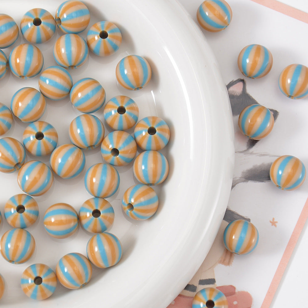 Watermelon Striped Acrylic Beads 10-12mm Round Colorful 20pcs 3