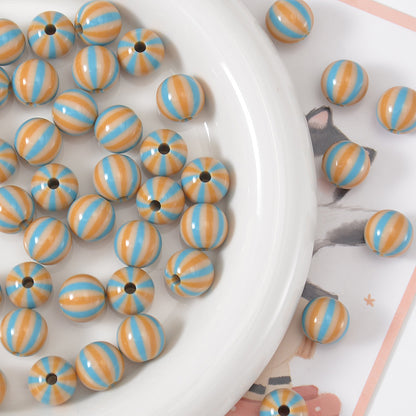 Watermelon Striped Acrylic Beads 10-12mm Round Colorful 20pcs 3
