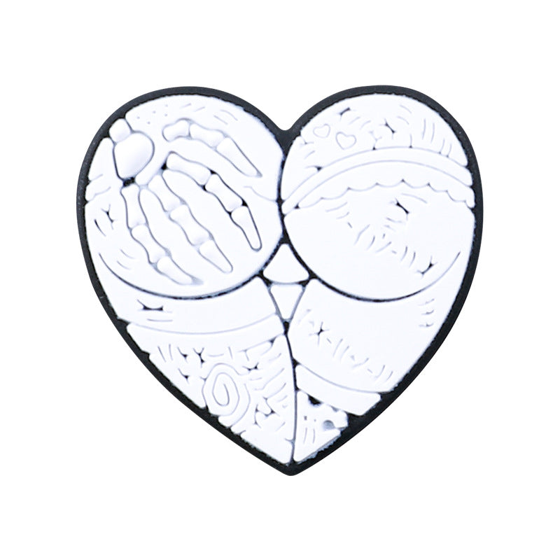 Silicone Focal Beads Gothic Wind Heart With Hurt Comfort Charm 20pcs 6