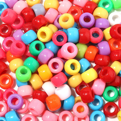 Multicolor Pony Beads Acrylic 9mm Smooth Finish 100pcs 7