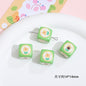 Plaid Sunflower Square Acrylic Beads 14mm Colorful Floral 10pcs 25