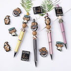 Silicone Focal Beads Cowboy Hat Happy Text Denim 20pcs 2