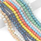 Frosted Round Glass Beads 8mm Soft Matte Pastel Colors 70pcs 4