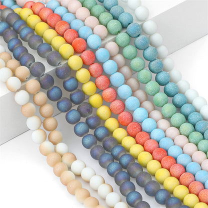 Frosted Round Glass Beads 8mm Soft Matte Pastel Colors 70pcs 4