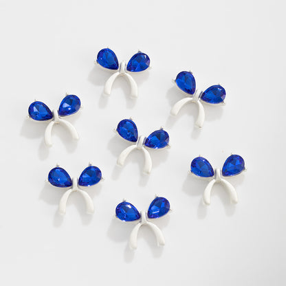 Jewelled Bow Rhinestone Beads 18mm Vibrant Colors Alloy 10pcs 3
