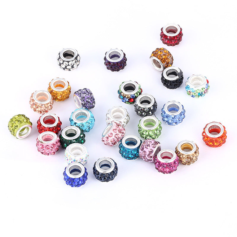 Rhinestone Spacer Clay Beads 7x11mm Chunky Large Hole 100pcs