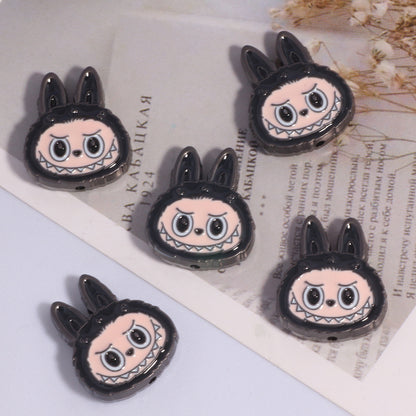 Labub Head Metal Beads 22mm Enamel Painted Alloy 10pcs 11