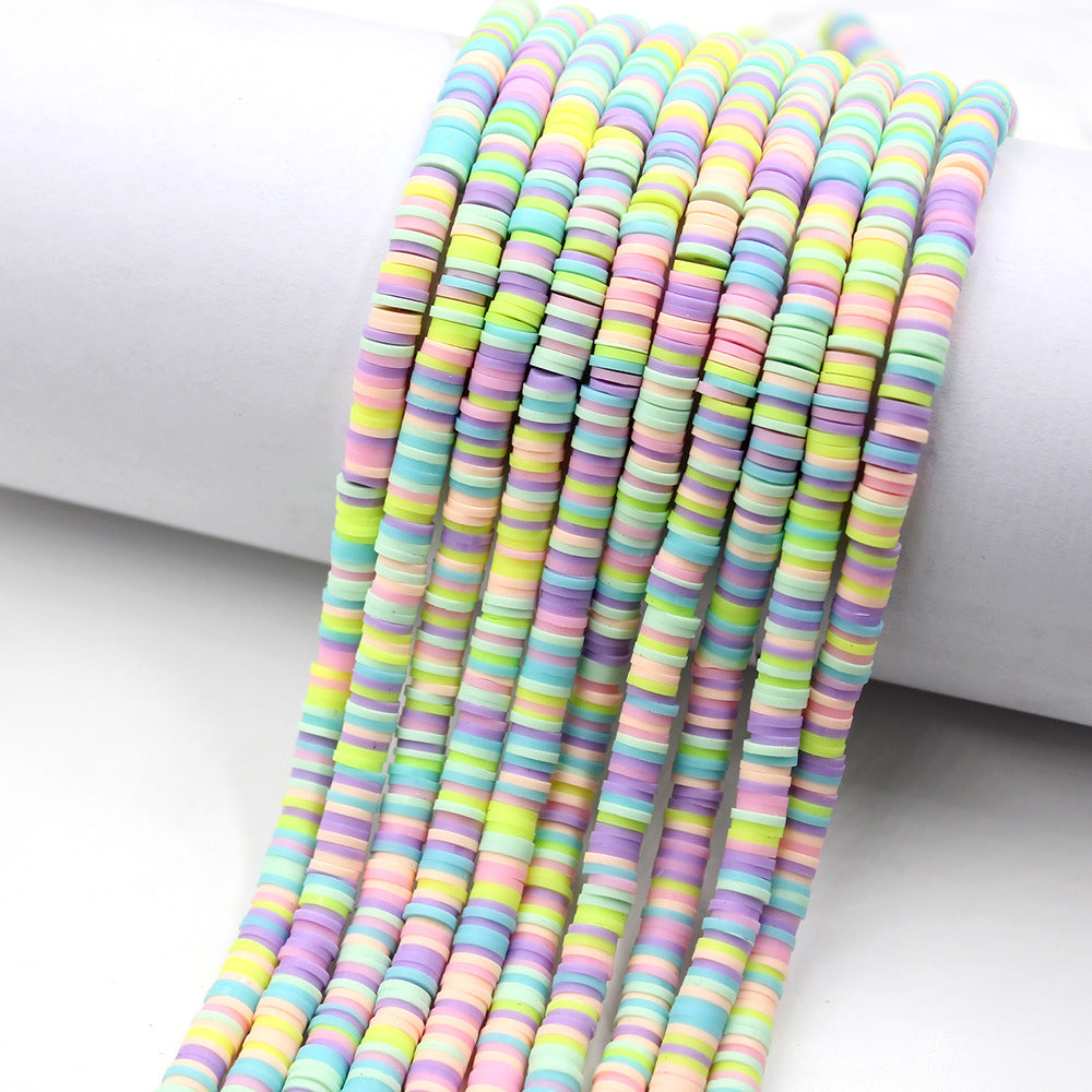 Flat Clay Beads 6mm Colorful Polymer Spacer Disc 10strands 24