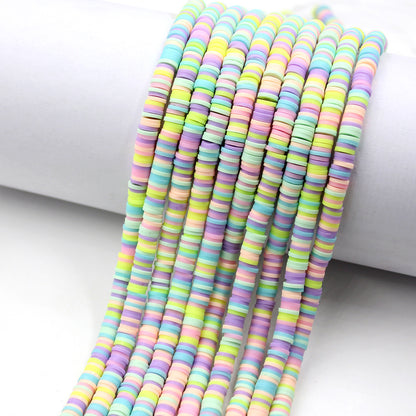 Flat Clay Beads 6mm Colorful Polymer Spacer Disc 10strands 24