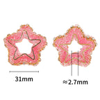 Hollow Star Rhinestone Beads 31mm Pastel Pave Gold Edges 10pcs 3