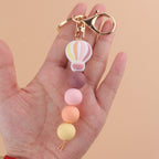 Silicone Hot Air Balloon Beaded Keychain Colorful Gradient Charm 4