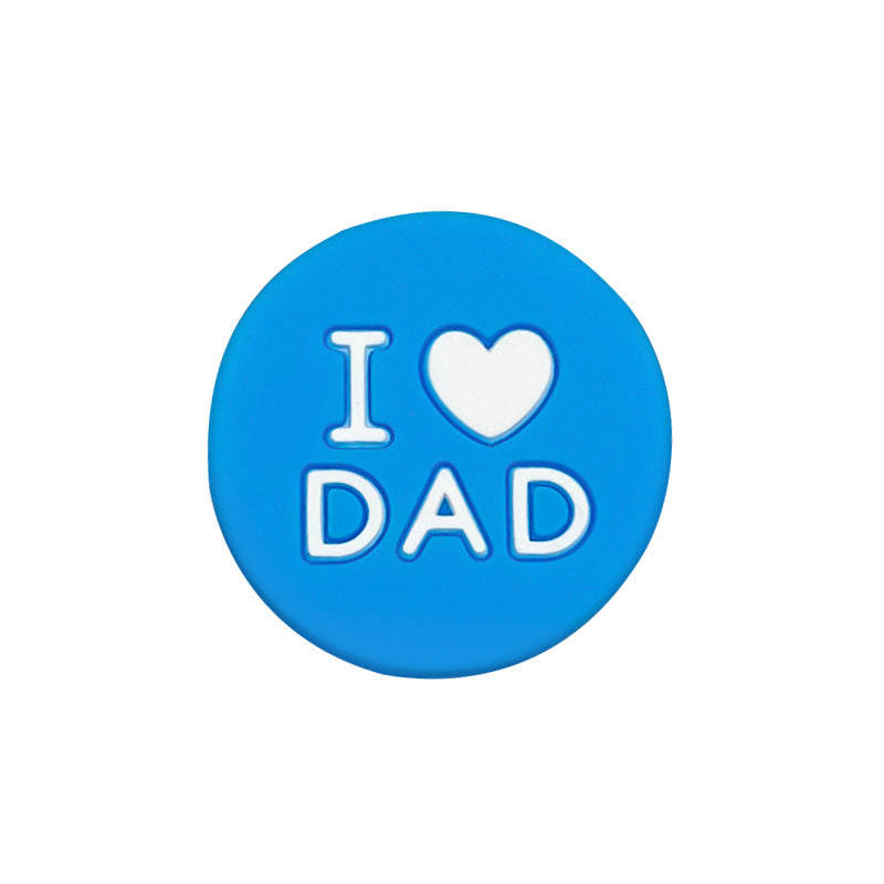 Silicone Focal Beads I Love Dad Embossed Text Solid Color 20pcs 7