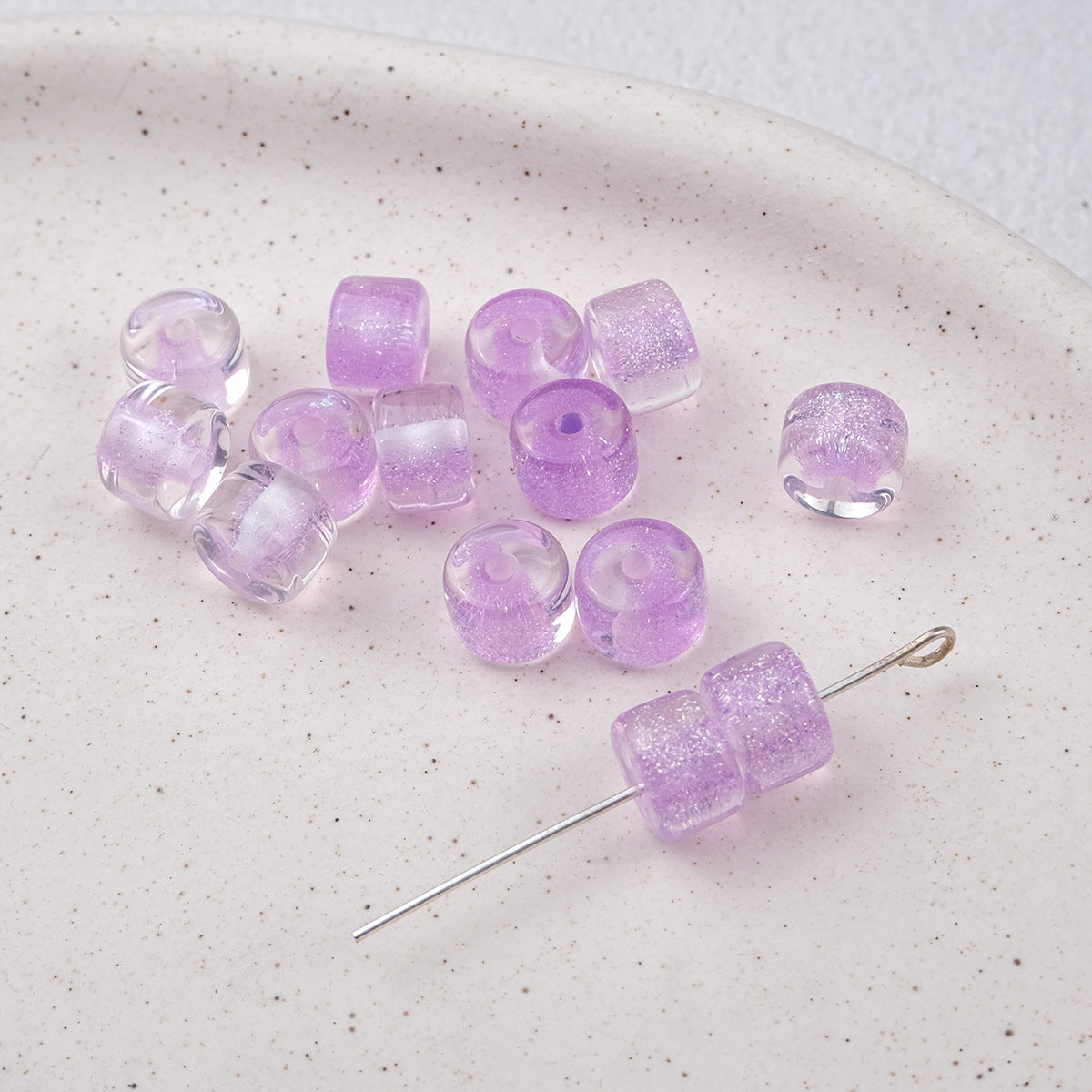 Clear Glitter Resin Barrel Beads 6 8mm Mixed Colors 50pcs 12