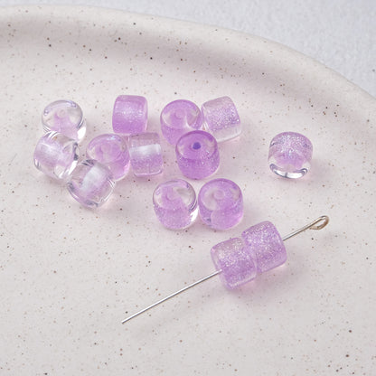 Clear Glitter Resin Barrel Beads 6 8mm Mixed Colors 50pcs 12